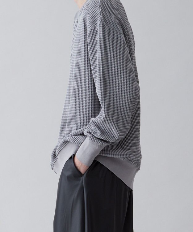 UNFILO MENS イージーケア ワッフル ヘンリーネック [23年春夏商品] グレー