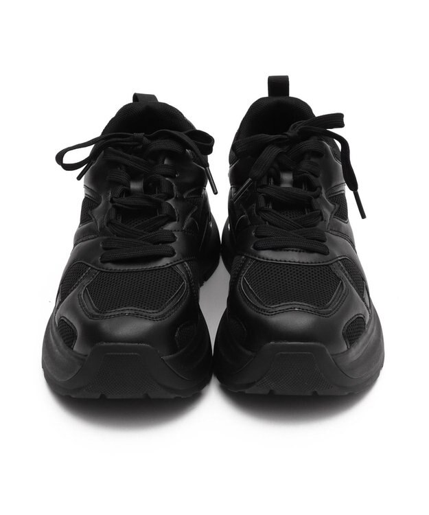 WEGO PUメッシュヒールダッドスニーカー ブラック