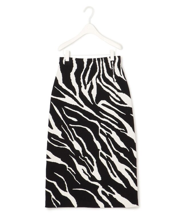 ICB 【洗える】アニマルジャガード  ニットスカート ブラック系