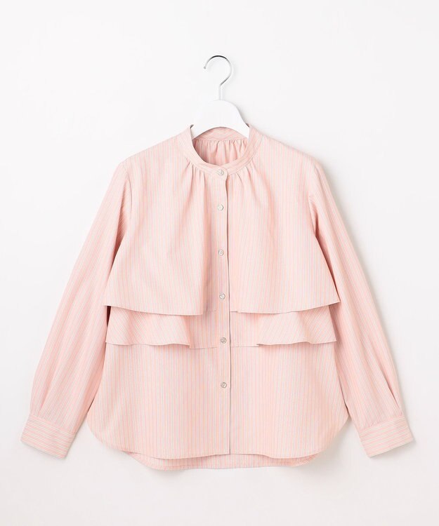 ANY SIS ラッフルレイヤード ブラウス コーラルストライプ