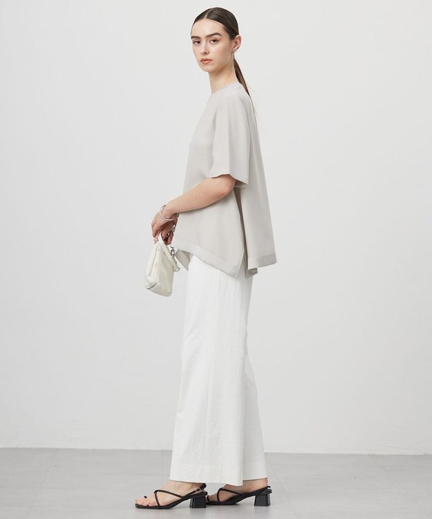 ICB 【接触冷感・UVカット・透け防止・吸水速乾・洗える】 シェルタリングドライオックス ワイドパンツ オフホワイト系