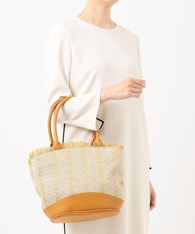 UNBILLION cachecache ポリプロピレンフリンジトートバッグ マスタード