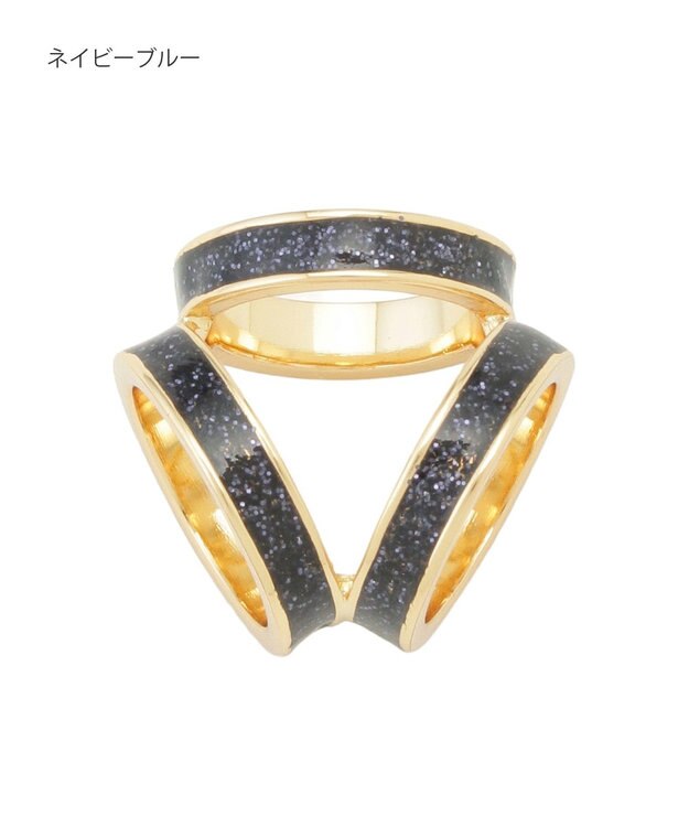 MOONBAT Luna Luce(ルナルーチェ)スカーフリング ラメ 3 Ring お手持ちのスカーフを通すだけ ギフト ネイビーブルー