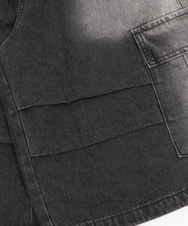 WEGO フラップポケットニータックカーゴハーフパンツ ブラック