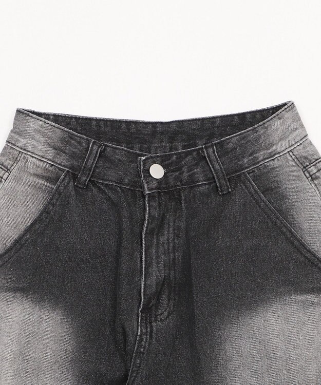 WEGO フラップポケットニータックカーゴハーフパンツ ブラック