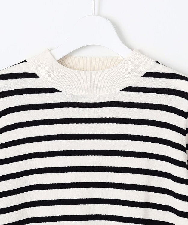 Feroux 【洗える】袖フレアボーダー ニット ホワイト系1