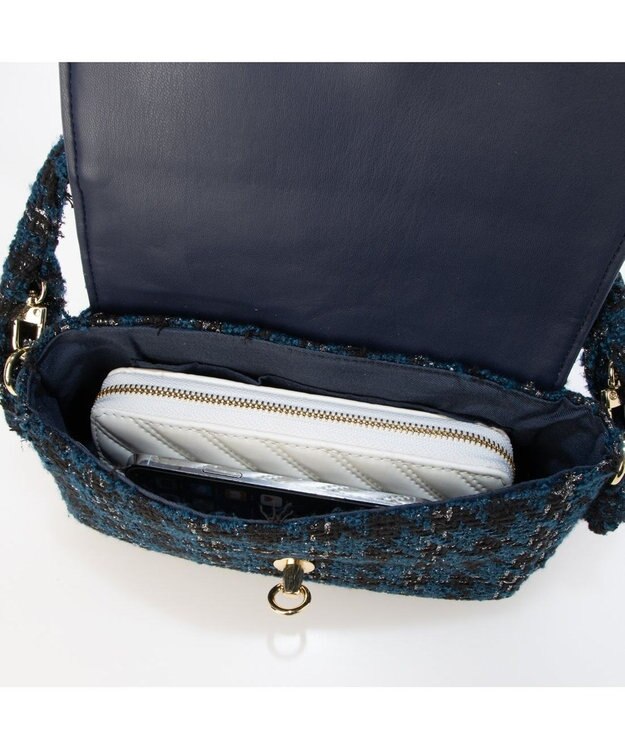 UNBILLION カシュカシュ cachecache / ツイード2wayハンドルフラップショルダー ネイビー