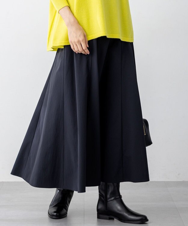 23区 L 【洗える】ストレッチタイプライター フレア スカート ブラック系