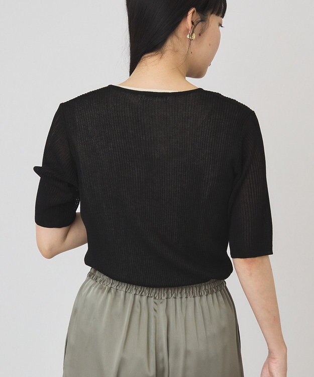 AMERICAN HOLIC 【2点セット】シアーリブヘンリーネックニット＋タンクトップ Black