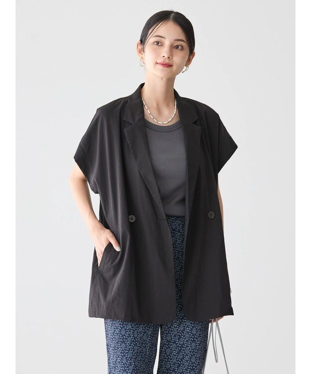 AMERICAN HOLIC 接触冷感Ｗボタンジレ Black