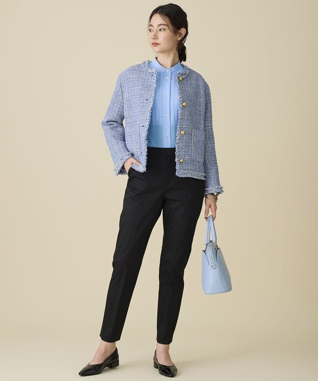 自由区 コットンサテンテーパード パンツ ブラック