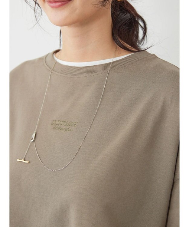 AMERICAN HOLIC 刺繍ロゴミニ裏毛ボートネックチュニック Khaki