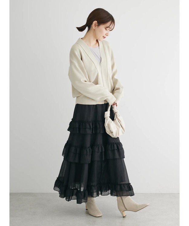 Green Parks ・ＥＬＥＮＣＡＲＥ　ＤＵＥ　シアーフリルティアードスカート Black