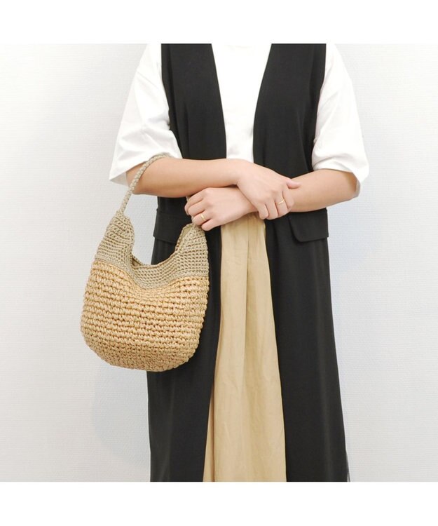 UNBILLION cachecache 切り替え編みワンハンドル2wayミニトート オーク