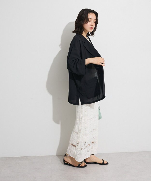 Green Parks クロシェニットスカート White