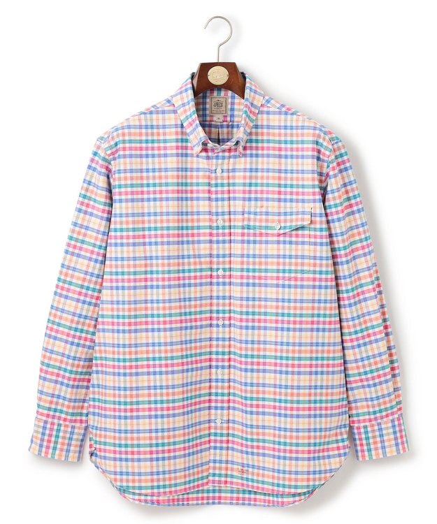 J.PRESS MEN 【KING SIZE】コットンオックス マルチチェック シャツ / ボタンダウン ホワイト系3