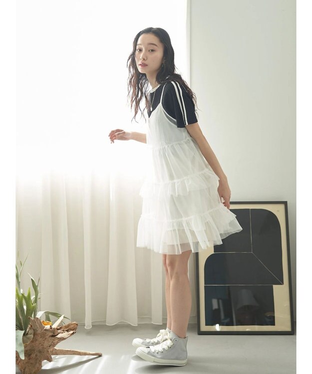 earth music&ecology チュールミニキャミワンピース Ivory