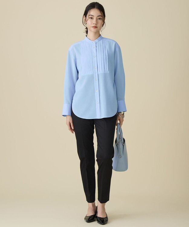 自由区 コットンサテンテーパード パンツ ブラック