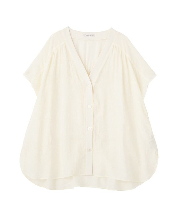 Green Parks フレンチスリーブリブドッキングシャツ Off White
