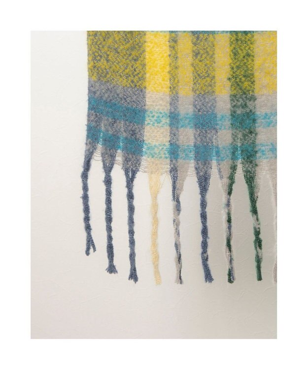 UNBILLION カシュネ cache nez / 太フリンジハーフチェックストール GY