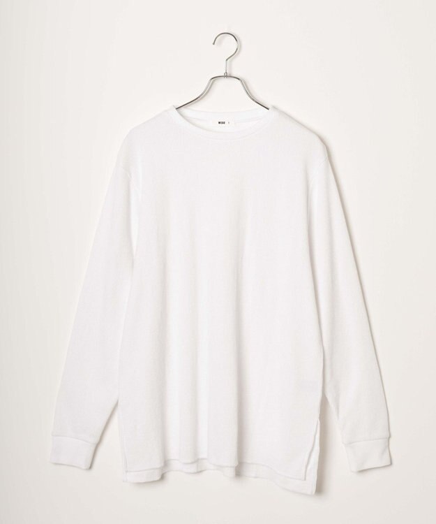 WEGO スリットワッフルロングスリーブT ホワイト