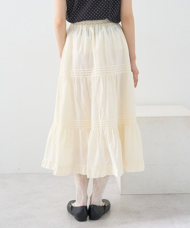 earth music&ecology ピンタックティアードミディスカート Ivory