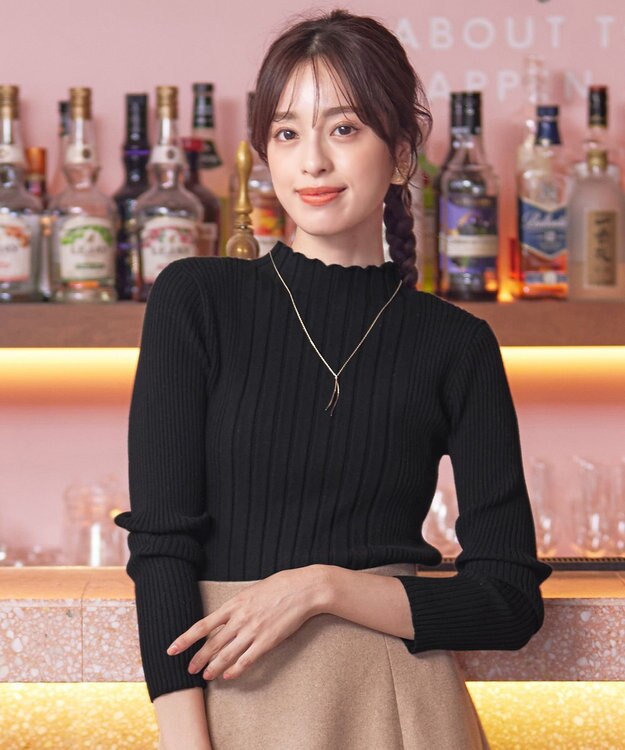 Tiaclasse 【洗える】ランダムリブニットプルオーバー ブラック