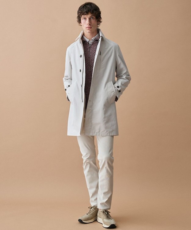 JOSEPH ABBOUD 【キングサイズ・フード脱着仕様/JAPANファブリック/ECO撥水】ステンカラー コート アイボリー系