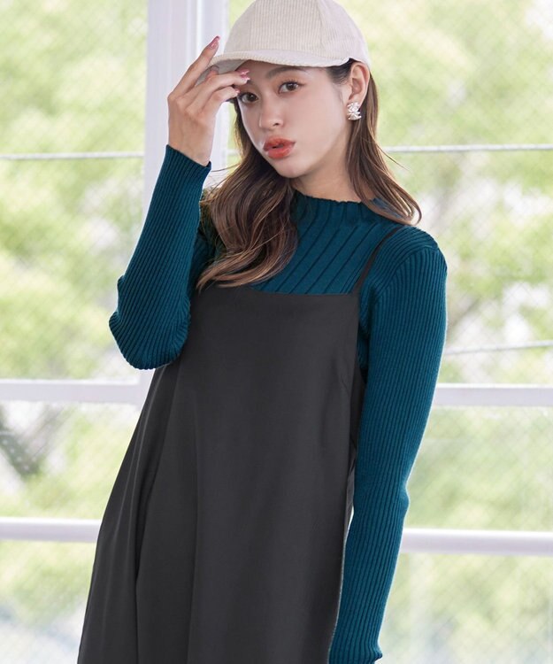 Tiaclasse 【洗える】ランダムリブニットプルオーバー ターコイズ