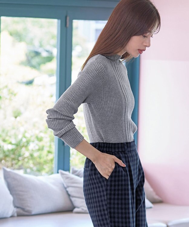 Tiaclasse 【洗える】ランダムリブニットプルオーバー グレー