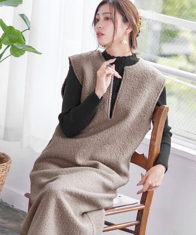 Tiaclasse 【洗える】ランダムリブニットプルオーバー ブラック