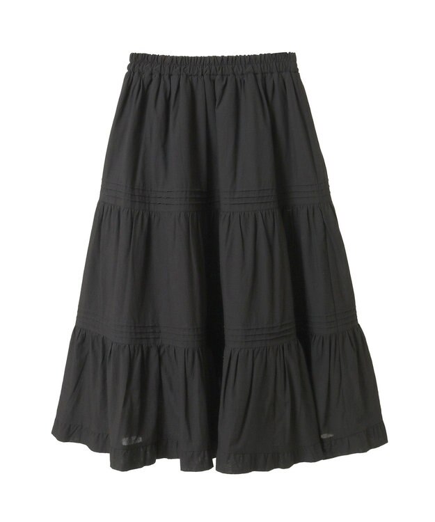 earth music&ecology ピンタックティアードミディスカート Black
