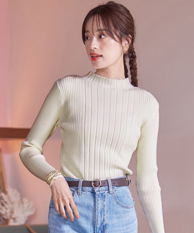 Tiaclasse 【洗える】ランダムリブニットプルオーバー アイボリー