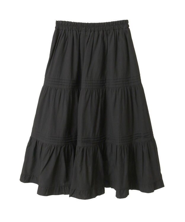 earth music&ecology ピンタックティアードミディスカート Black