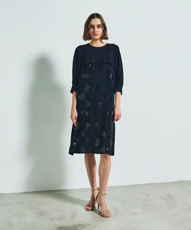 GRACE CONTINENTAL ハートスパンコールワンピース ブラック