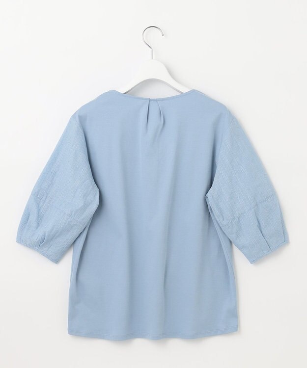 J.PRESS LADIES 【WEB限定カラーあり・接触冷感・UVケア】 スムースジャージー キーネック カットソー サックスブルー系