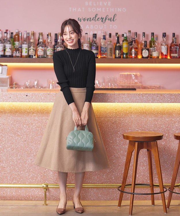 Tiaclasse 【洗える】ランダムリブニットプルオーバー ブラック