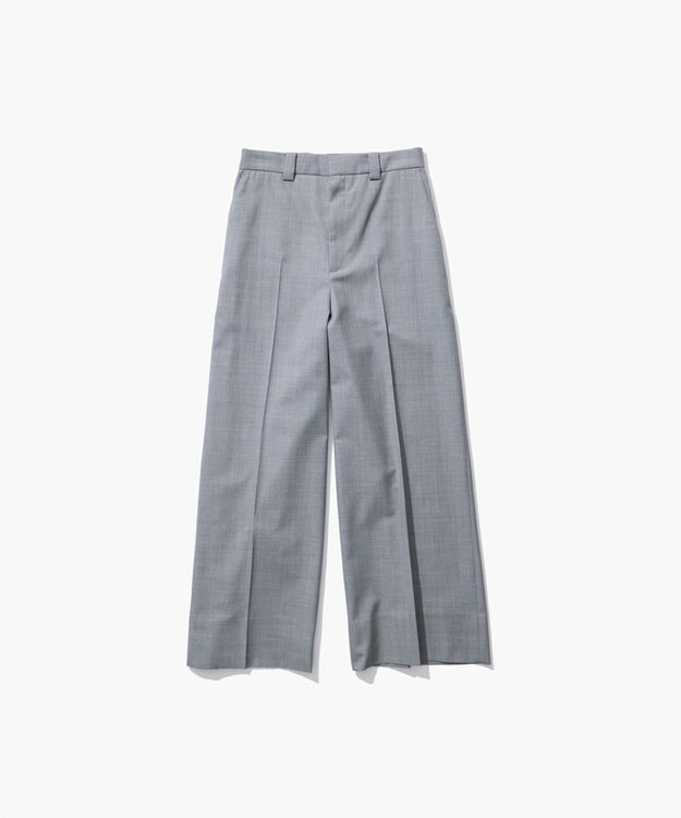ATON WOOL SILK TWILL | タックレスワイドパンツ TOP GRAY