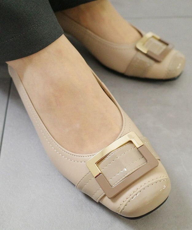 Pointer 日本製 本革バックルパンプス ベージュ(ヌメ)×ベージュ(EN)