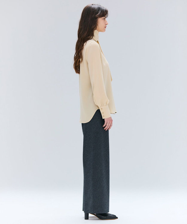 BEIGE， 【洗える】STOW / パフスリーブボウタイブラウス Mustard