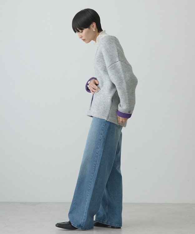 AMERICAN HOLIC ブークレＷフェイスＶネックニットカーディガン Sax