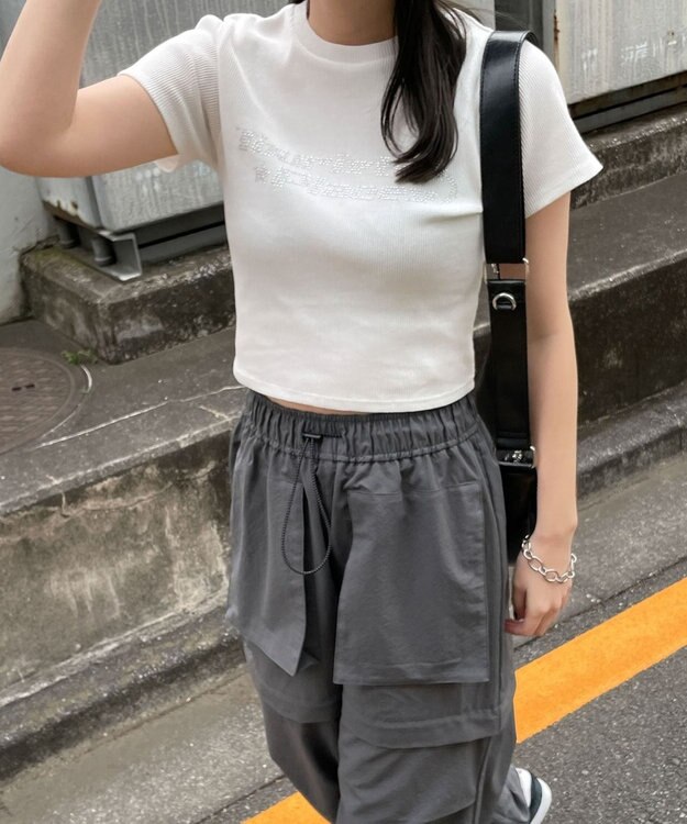 WEGO ラインストーンリブちびT ホワイト