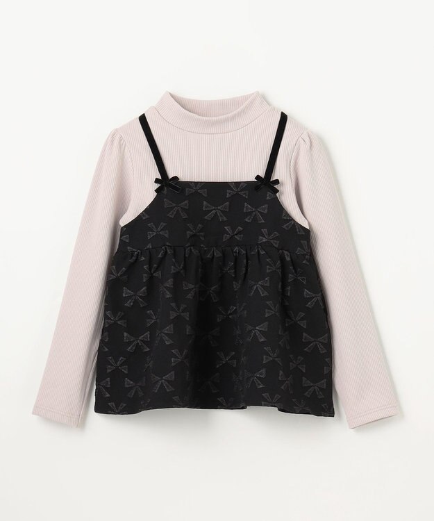 ANY KIDS 総柄リボンドッキングチュニック ブラック