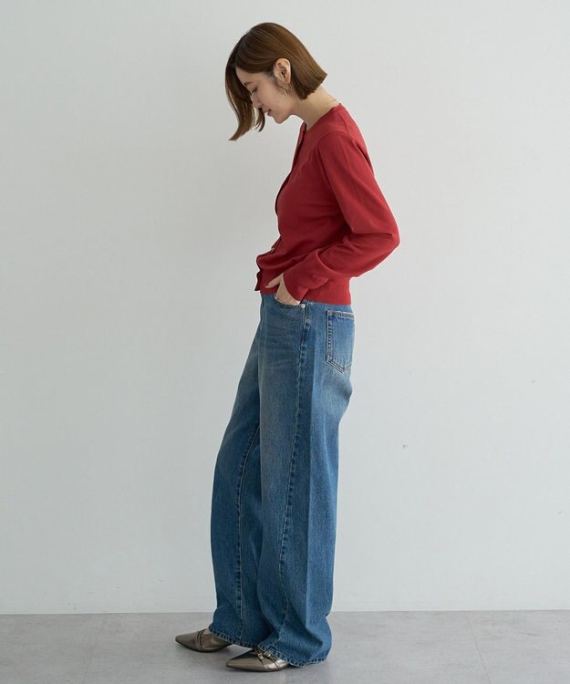 YECCA VECCA 【UVカット】クルーネックカーディガン Red