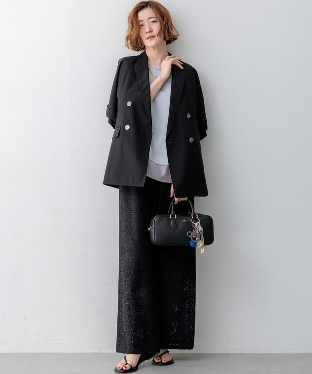 23区 VIOLAd'ORO シュリンクレザー 2WAY スクエア ボストンバッグ ブラック系