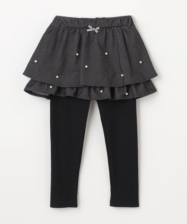 ANY KIDS パール×デニムニットスカッツ ブラック