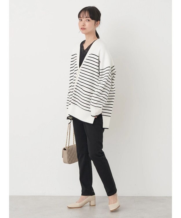 earth music&ecology レースＶネックテレコインナー Black