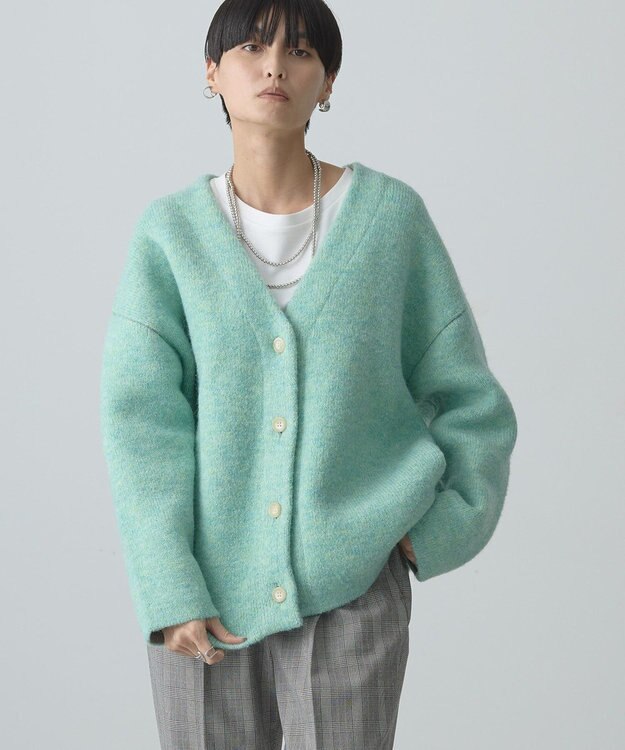 AMERICAN HOLIC ブークレＷフェイスＶネックニットカーディガン Light Green