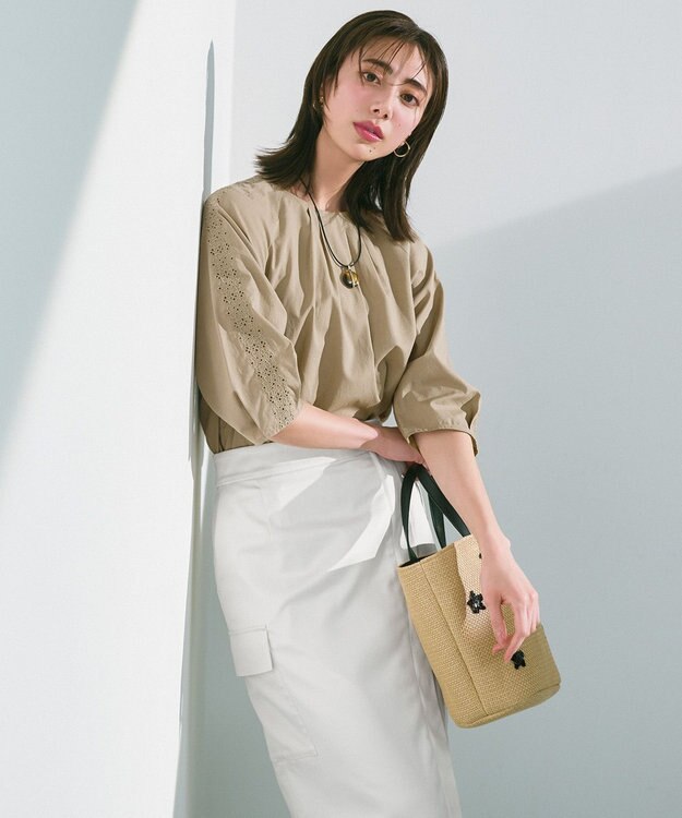 ICB 【洗える】 ハイマルチストレッチサテン スカート アイボリー系