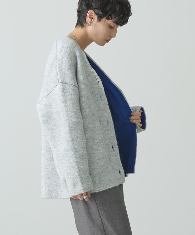 AMERICAN HOLIC ブークレＷフェイスＶネックニットカーディガン Light Gray Mixture